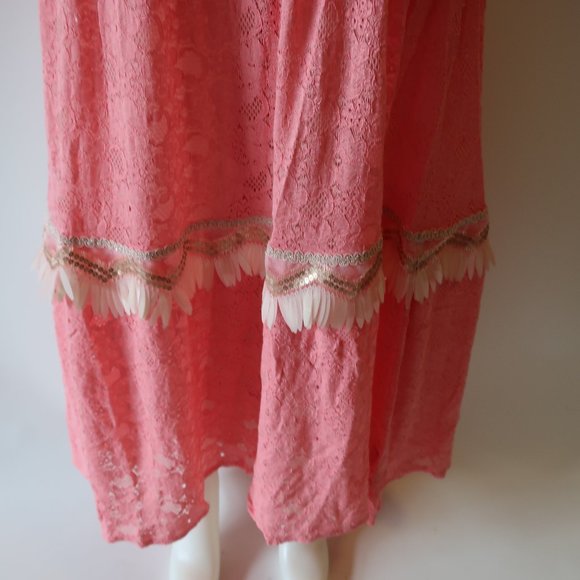 NWT PHO FIRENZE CORAL LACE SLEEVELES MAXI DRESS M* - Picture 4 of 11